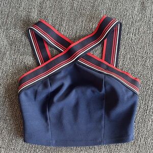 Papaya Navy Crop Tank with Red-Trim Straps